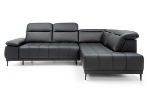 Miniaturka 2 - Grafitowy narożnik z regulowanymi zagłówkami pikowany widok frontalny