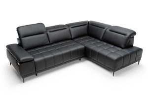 Miniaturka 4 - Narożnik czarny skórzany z regulowanymi zagłówkami perspektywa