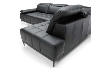 Miniaturka 5 - Narożnik czarny skórzany detal zagłówków regulowanych inna pozycja