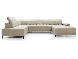 Miniaturka 1 - Narożnik kremowy w kształcie U z regulowanymi zagłówkami perspektywa