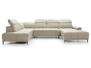 Miniaturka 2 - Narożnik w kształcie U kremowy pikowany z zagłówkami regulowanymi