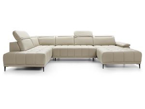 Miniaturka 3 - Kremowy narożnik w kształcie U z regulowanym zagłówkiem frontalny