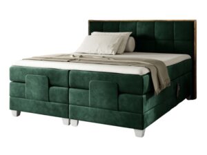 Miniaturka 5 - Łóżko kontynentalne w kolorze butelkowej zieleni z dekoracyjnym pikowaniem
