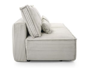 Miniaturka 2 - Profil sofy sztruksowej jasnoszarej z opuszczonym oparciem i poduszkami