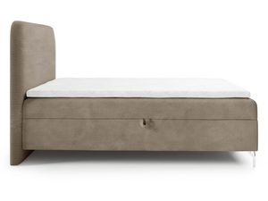 Miniaturka 1 - Beżowe łóżko kontynentalne sztruksowe profil z chromowanymi nogami