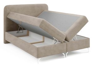 Miniaturka 3 - Łóżko kontynentalne beżowe z otwartym pojemnikiem na pościel