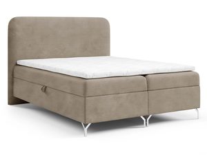 Miniaturka 4 - Beżowe łóżko sztruksowe kontynentalne ujęcie skośne w aranżacji