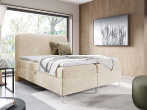 Miniaturka 22 - Kremowe łóżko kontynentalne w sztruksie prążkowanym w aranżacji sypialni