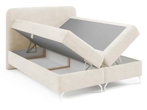 Miniaturka 10 - Kremowe łóżko kontynentalne z otwartym pojemnikiem na pościel