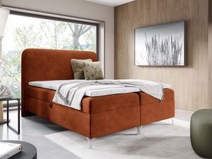 Miniaturka 23 - Rude łóżko kontynentalne w sztruksie prążkowanym w aranżacji sypialni