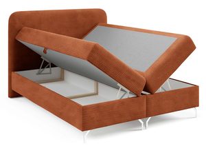 Miniaturka 14 - Rude łóżko kontynentalne sztruksowe z otwartym pojemnikiem na pościel