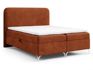 Miniaturka 15 - Łóżko ceglaste kontynentalne w sztruksie ujęcie skośne w sypialni