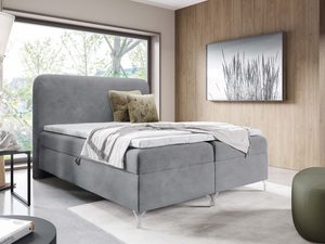 Miniaturka 24 - Szare łóżko kontynentalne w sztruksie prążkowanym w aranżacji sypialni