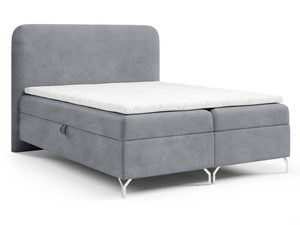 Miniaturka 19 - Łóżko sztruksowe szare kontynentalne ujęcie skośne w aranżacji sypialni