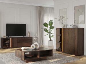 Miniaturka 14 - Meble tabacco w aranżacji salonu szafka RTV komoda i stolik kawowy