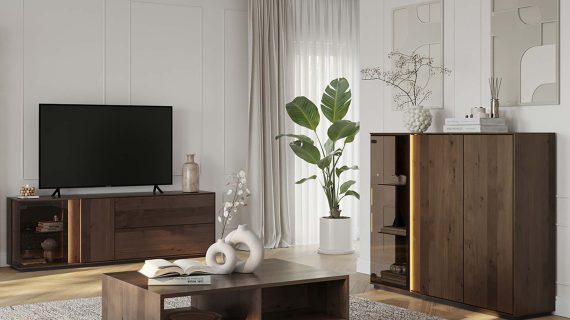 Miniaturka 14 - Szafka RTV 165 cm tabacco 2 półki Essentia