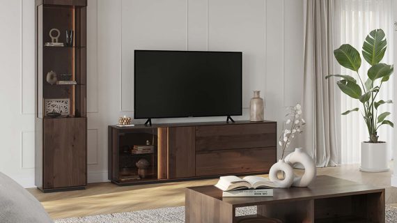 Miniaturka 15 - Szafka RTV 165 cm tabacco 2 półki Essentia