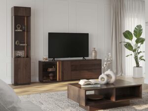 Miniaturka 14 - Detal wnętrza szuflady stolika kawowego tabacco z usłojeniem drewna