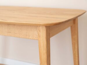 Miniaturka 11 - Narożnik blatu stołu dębowego jasnego z nogą usłojenie drewna