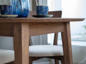 Miniaturka 1 - Schemat wymiarów stołu dębowego rozkładanego owalnego 110-210cm