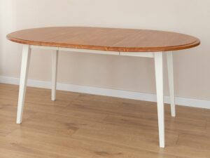 Miniaturka 16 - Stół rozkładany owalny z blatem dębowym i białymi nogami złożony