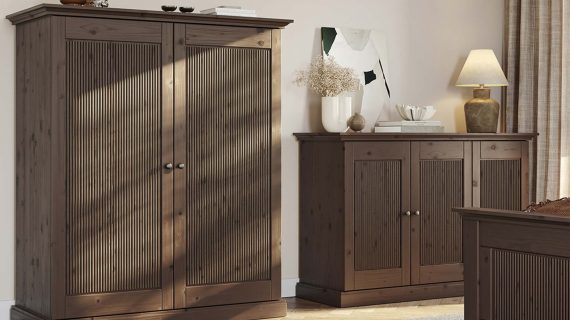 Miniaturka 11 - Sosnowa szafa 70 cm tabacco 4-drzwiowa Kalari