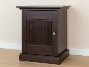 Miniaturka 1 - Wnętrze szafki nocnej lewej drewnianej ciemnobrązowej z półką i zawiasami