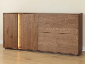 Miniaturka 14 - Komoda tabacco dębowa z podświetleniem LED na białym tle