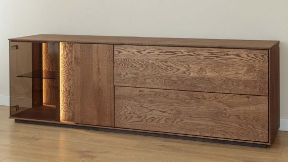 Miniaturka 2 - Nowoczesna dębowa szafka RTV 185 cm Essentia