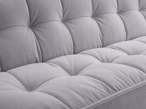 Miniaturka 6 - Detal pikowanej tapicerki sofy w jasnoszarej tkaninie Curio