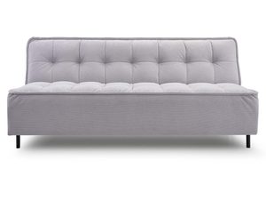 Miniaturka 1 - Jasnoszara sofa rozkładana z pikowanym siedziskiem i oparciem