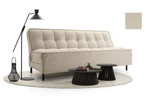 Miniaturka 9 - Kremowa sofa tapicerowana z delikatnym pikowaniem na metalowych nogach