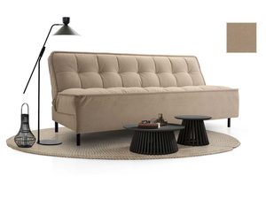 Miniaturka 16 - Sofa beżowa z pikowanym oparciem i metalowymi nogami