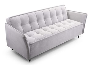 Miniaturka 1 - Tapicerowana sofa jasnoszara z wysokim oparciem i miękkimi poduszkami