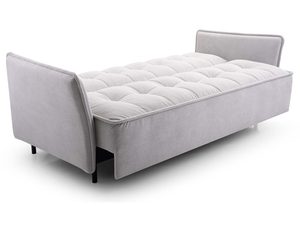 Miniaturka 5 - Rozłożona sofa jasnoszara z funkcją spania i pikowanym materacem