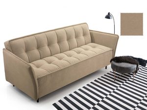 Miniaturka 16 - Beżowa sofa tapicerowana z eleganckim pikowaniem i próbką tkaniny
