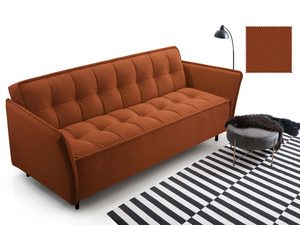 Miniaturka 14 - Ruda sofa tapicerowana z głębokim pikowaniem siedziska i oparcia