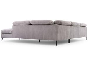 Miniaturka 5 - Kremowy narożnik tapicerowany z chromowanymi nóżkami