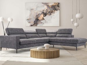 Miniaturka 23 - Narożnik tapicerowany szary w tkaninie Palladium z poduszkami