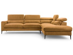 Miniaturka 16 - Narożnik musztardowy sztruksowy z regulowanymi podgłówkami