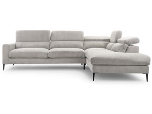 Miniaturka 14 - Jasnoszary narożnik tapicerowany sztruksowy z regulowanym oparciem