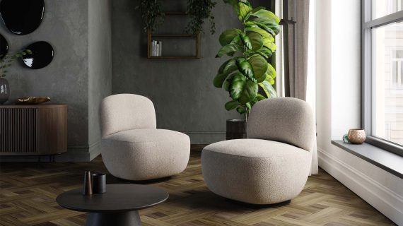 Miniaturka 4 - Fotel ergonomiczny tapicerowany drewniane nogi Lilac