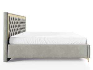 Miniaturka 12 - Łóżko glamour szare z pikowanym zagłówkiem ze złotą ramą profil