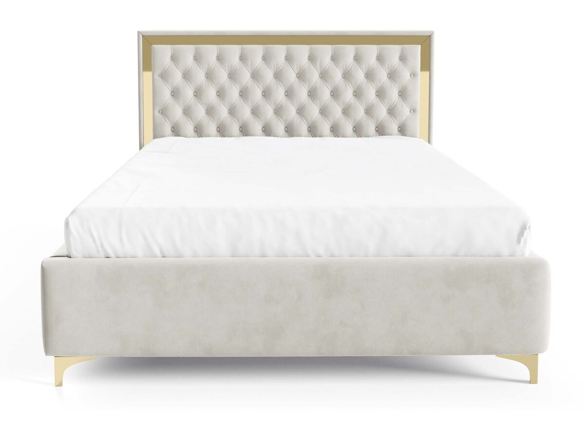 Loftowe łóżko metalowe nogi pikowane zagłowie Melo