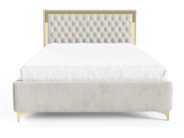 Loftowe łóżko metalowe nogi pikowane zagłowie Melo