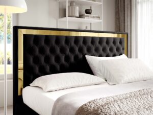 Miniaturka 70 - Detal zagłówka łóżka glamour czarnego ze złotą ramą