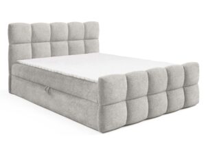 Miniaturka 2 - Jasnoszare łóżko z pikowanym wzorem kostkowym perspektywa