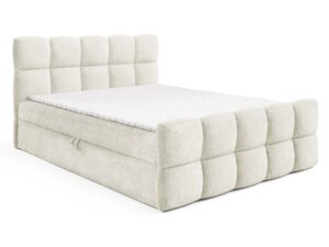 Miniaturka 5 - Kremowe łóżko z pikowanym wzorem kostkowym perspektywa