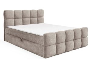 Miniaturka 7 - Beżowe łóżko z pikowanym zagłówkiem kostkowym perspektywa