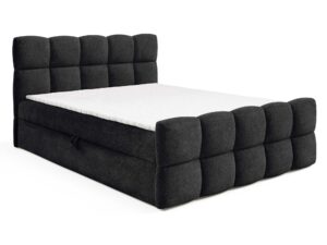 Miniaturka 8 - Czarne łóżko z pikowanym wzorem kostkowym perspektywa